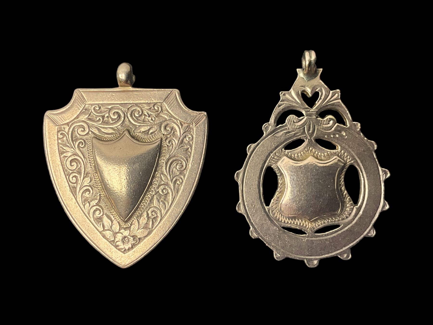 Two early 20th century 9ct rose gold fobs, both hallmarked 
