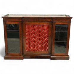 Regency rosewood breakfront Chiffonier, rectangular top with brass gallery over two glazed...
