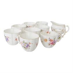 Royal Crown Derby Derby Posies tea service for ten, comprising teacups and saucers, dessert plates, two milk jugs, open sucrier cake plate and sandwich plate 