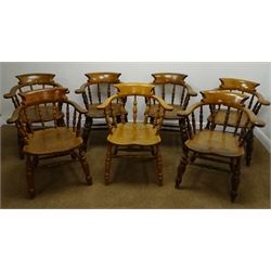  Set five early 20th century smokers bow armchair stamped 'WL150' and two similar modern armchairs (7)   