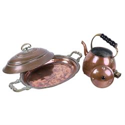 Collection of metalware including two metal chargers, three tier tiffin box etc