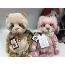 Six Charlie Bears, comprising limited edition Julia CB202007A, limited to 3000, Stollen CB171738, Bundle CB181868A, Kerri CB171757, Sandie CB171763B, each designed by Isabelle Lee, each with tags, and an example CB161631B lacking tag