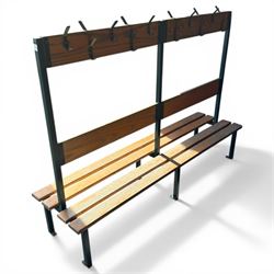 Industrial 'School' changing seat with coat hooks