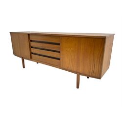 Vanson - mid-to late 20th century teak sideboard, fitted with four drawers and two cupboards