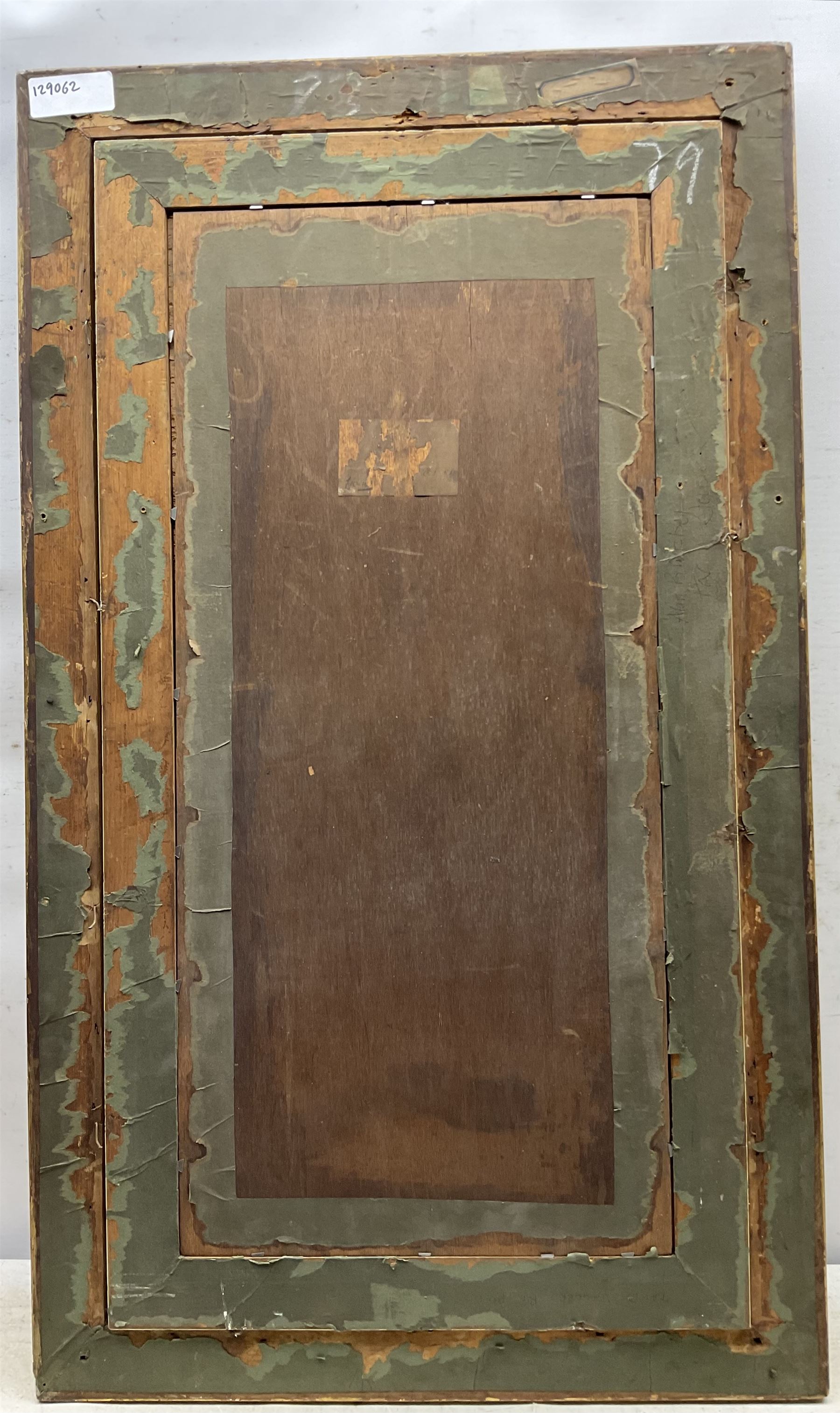 Attrib. David Jagger RP ROI (British 1891-1958): Male Nude Hanging Drapery, oil on canvas laid on board unsigned, partial original title label and with later inscriptions verso 74cm x 33cm 