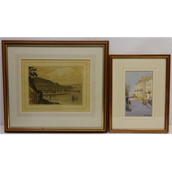  Sailing at Sea, coloured etching signed in pencil by Alexander Y. Whishaw (British 1870-1946), 'West Cowes' and 'Tor-quay', two aquatints by William Daniell, pub. 1823/5, 'The Bridesmaids', 19th century engraving, three others after Thomas Allom etc max 24cm x 31cm (9)    