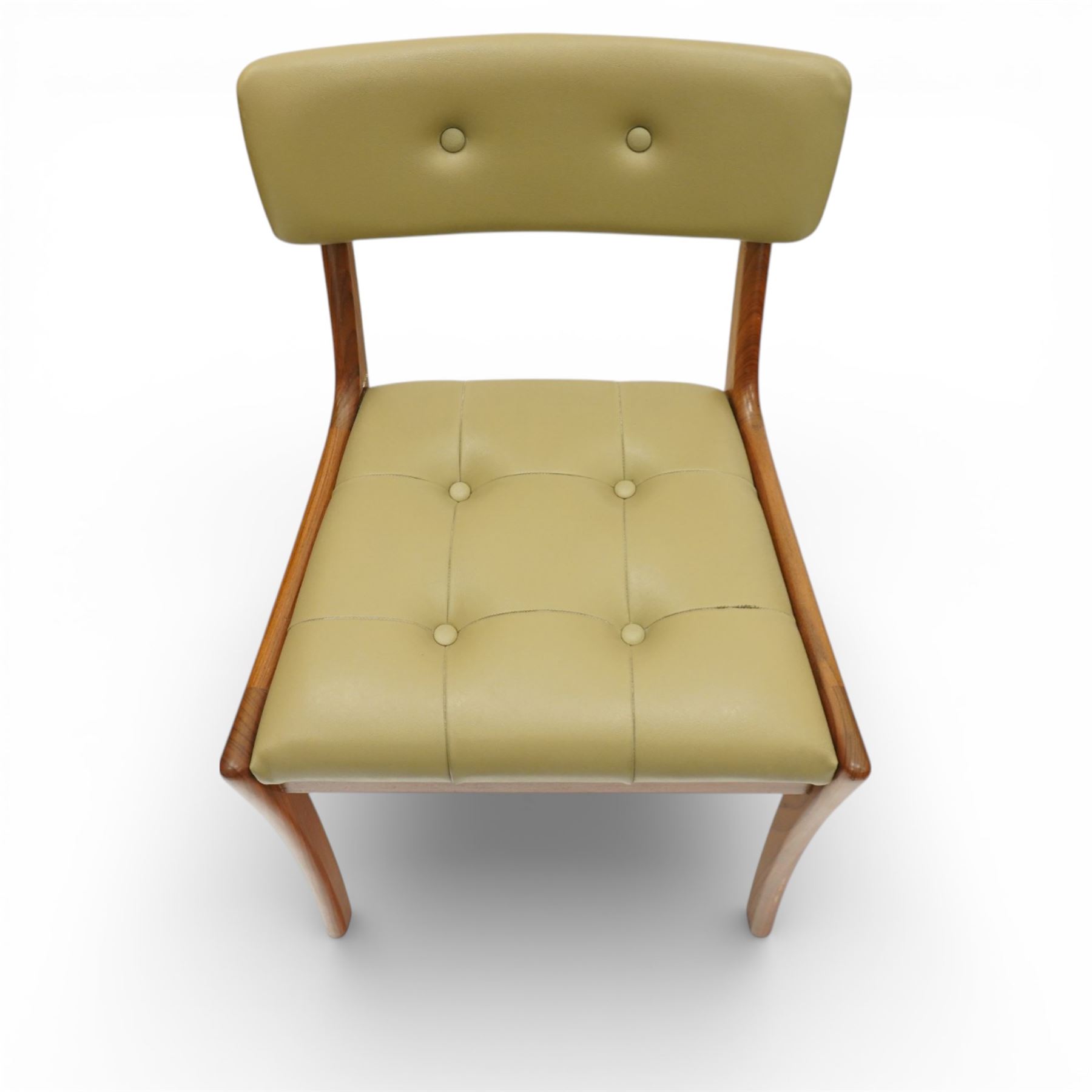 Vanson - Mid 20th century four leather dining chairs, button back and seat, on an shaped teak frame