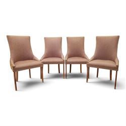 Barker & Stonehouse - set of four upholstered dining chairs, brown upholstery and multi-co...
