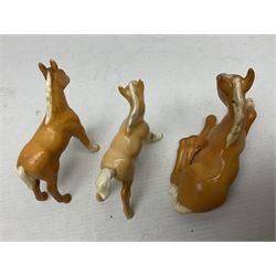 Group of five Beswick Palomino horse figures, to include no H259 and three foals, all with printed marks beneath