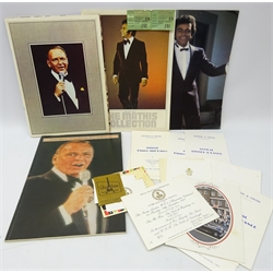  Two 1970s Frank Sinatra Programmes Royal Festival Hall, London 1978 and Royal Albert Hall, 1977, two Johnny Mathis 1970s programmes, with two tickets, Her Majesty Queen Elizabeth II, assorted Royal menus mostly from the 60s & 70s and related ephemera  