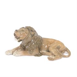 Royal Copenhagen recumbent lion, no.1268, with printed marks beneath H16cm