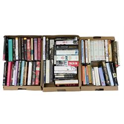 Collection of various history books to include world wars, tudors, vikings, anglo saxons and a number of political books, three boxes  