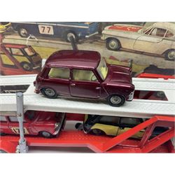 Corgi - Gift Set no.41 comprising Carrimore Mark Iv Transporter, Morris Mini-Cooper, BMC Mini-Cooper S, Morris Mini-Minor, Volvo P.1800 and Sunbeam IMP; missing MGC GT car; in original box 