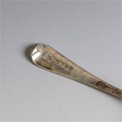 Six 19th century silver sauce ladles, comprising George III pair with engraved monogram to terminal, hallmarked Richard Crossley & George Smith IV, London 1807, pair of Scottish silver Fiddle pattern examples with engraved initials, hallmarked Marshall & Sons, Edinburgh 1836 and two other, both hallmarked