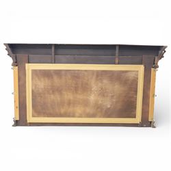 Early 20th century gilt over mantel mirror, the rectangular plate within stepped and moulded frame with central applied foliate ornament and fluted side uprights