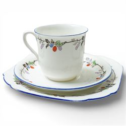 Shelley tea wares, comprising ten teacups and saucers, twelve side plates, and two sandwich dishes