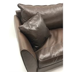 Collins & Hayes - grande two seat sofa upholstered in brown leather, W225cm, D98cm