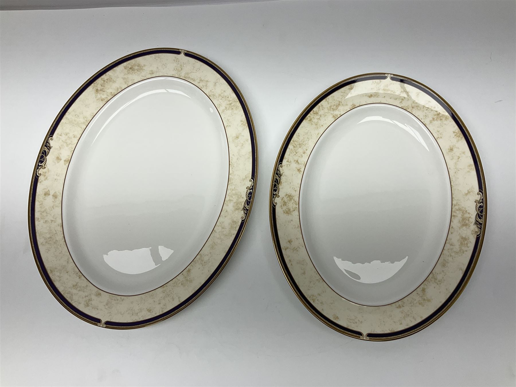 Wedgwood Cornucopia part dinner service, comprising six dinner plates, six soup bowls, six bowls, two serving platters, two oval dishes, covered serving dish, sauce boat and saucer (25)