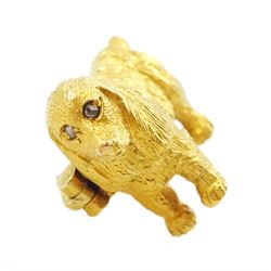 Early 20th century 18ct gold spaniel dog brooch, set with rose cut diamond eyes