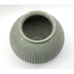 Rectangular studio pottery vase, marked KD to the base, H31cm and a smaller blue glazed vase by Andrew Crouch (born 1982) with impresses seal mark beneath, H16cm