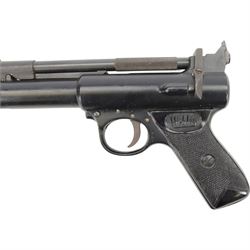 Webley Premier Mark II .22 air pistol, the chamber marked 'Webley & Scott Ltd Premier MK. II made in England', with checkered grip, H14cm, L20cm
