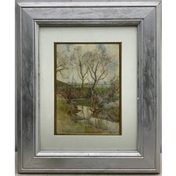 Samuel John 'Lamorna' Birch (Newlyn School 1869-1955): View Towards a Town, watercolour signed 24.5cm x 17cm 