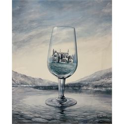 Neil Simone (British 1947-): 'Port Decanter' (with a view of Whitby Abbey), 'The House of Glass' and Wheelbarrow, set three limited edition colour prints signed in pencil 30cm x 25cm (3)