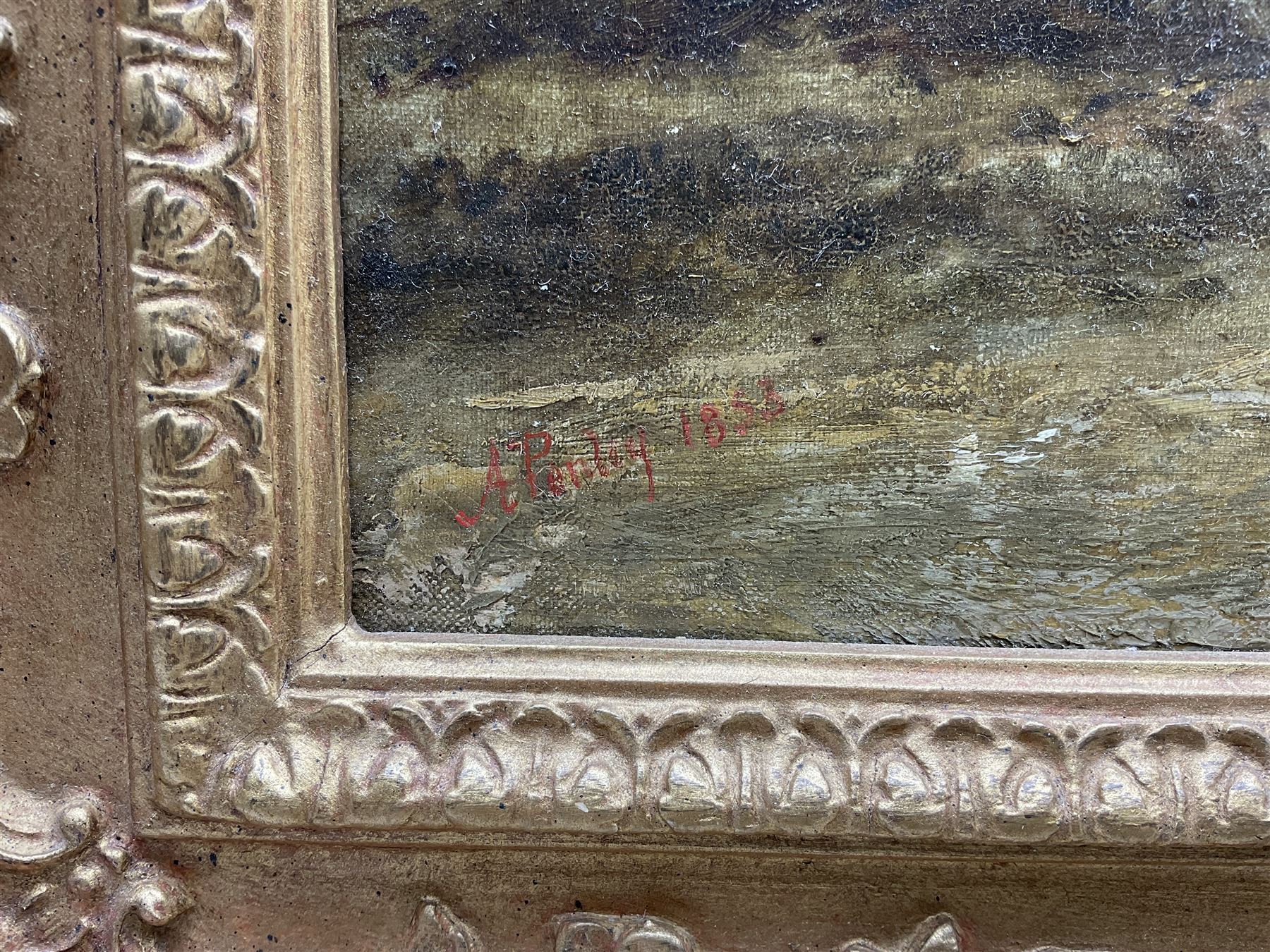 Aaron Edwin Penley (British 1806-1870): Haycart on a Wooded Track, oil on canvas signed and dated 1858, 55cm x 87cm 
Provenance: with WH Patterson, London, label verso