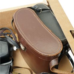  Collection of vintage cameras, binoculars and postcards