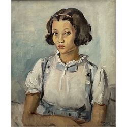 Philip Naviasky (Northern British 1894-1983): Portrait of a Girl in a White Dress, oil on canvas signed 59cm x 49cm
Provenance: Private American collection; with Grant Waters Fine Art, Angmering, West Sussex.