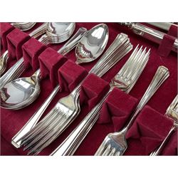 Silver plated Harrison Fisher & Co canteen of cutlery, stamped HF & Co, with similar cutlery