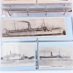 Two-hundred and thirty eight early 19th century to 20th century Whitby view postcards, including twenty-four early 19th century court cards, seventeen views of Whitby Abbey, forty depicting the fishing fleet and harbour, with a selection of cards providing a detailed study of the early 'Yards' the fisherman's dwellings around the harbour, all housed within a Stanley Gibbons Picture Postcard Album