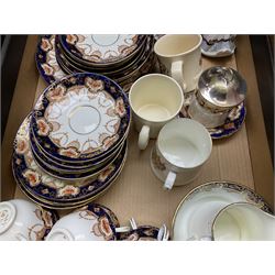 Royal Albert tea wares decorated in the Imari style, quantity of blue and white ceramics, composite figures, Whisky decanter, Royal Albert 'Roses' teacup and saucer