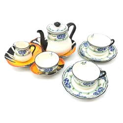  1930s Royal Doulton tea for two comprising teapot, milk jug, sugar bowl, two cups and saucers and one plate and a similar age Botolph ware three section dish   