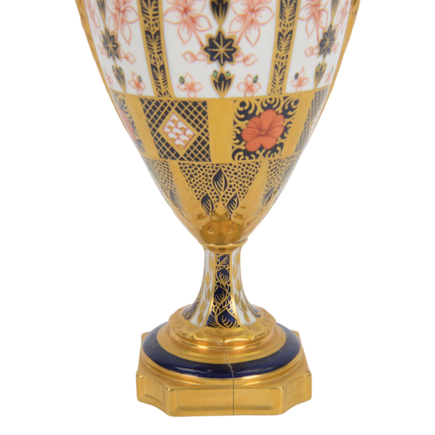 Royal Crown Derby Imari 1128 pattern  twin handled pedestal urn vase, H31cm