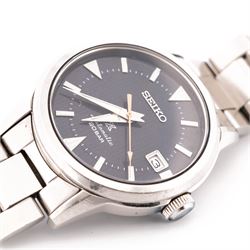 Seiko Prospex Alpinist gentleman's stainless steel automatic wristwatch, Ref. 6R35-01M0, blue dial with luminous baton and dagger hour markers and date aperture, on stainless steel bracelet, with fold-over clasp, boxed