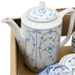 Jäger Eisenberg blue and white coffee service and a Villeroy and Boch tureen and cover and oval platter