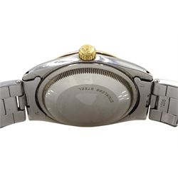 Rolex Oyster Perpetual Zephyr gentleman's gold and stainless steel wristwatch, Cal. 1570, Ref. 1008, serial No. 1616650, zephyr silvered dial with gold bezel, back case No. 1024, on Rolex oyster bracelet
