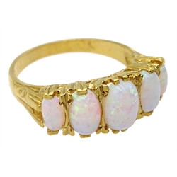 Five stone opal gold-plated ring