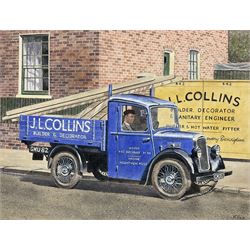 Robert Nixon (British 1955-): 'Collins Builders and Decorators' Van, oil on board signed 46cm x 61cm (unframed)  