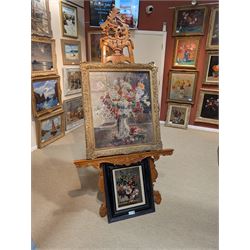 Attrib. Dame Ethel Walker DBE ARA (British 1861-1951): 'Mixed Bouquet', oil on canvas unsigned, titled verso with various exhibition labels 75cm x 62cm