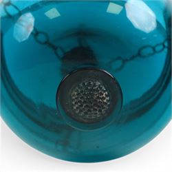 Turquoise glass Indian Hundi ceiling lamp with metal mounts and glass plate, shade H20cm