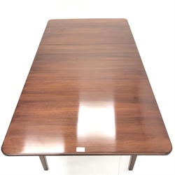 Mid to late century mahogany extending dining table, single leaf, square tapering supports, W153cm, H77cm, D82cm
