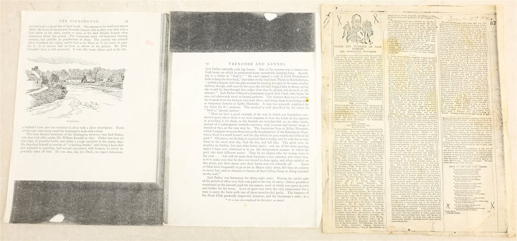 After Imogen Collier (British fl.1898-1904): The Sinnington Hunt, photogravure inscribed 'From the Picture Presented to Penn Sherbrooke Esq. and Mrs Sherbrooke by the members of the Sinnington Hunt 1905' in the plate, together with three other pictures relating to Jack Parker and the Sinnington Hunt, max 35cm x 55cm (4)