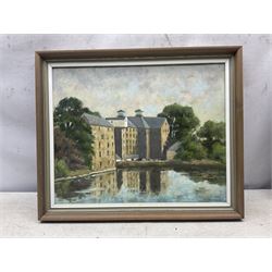 Harry Zeegers (Dutch 1929-): Continental Town Scene, oil on canvas signed in gilt frame 26cm x 34cm; Pauline Shingles (Yorkshire 20th Century): 'Maltings - Nafferton', oil on board signed 39cm x 49cm (2)