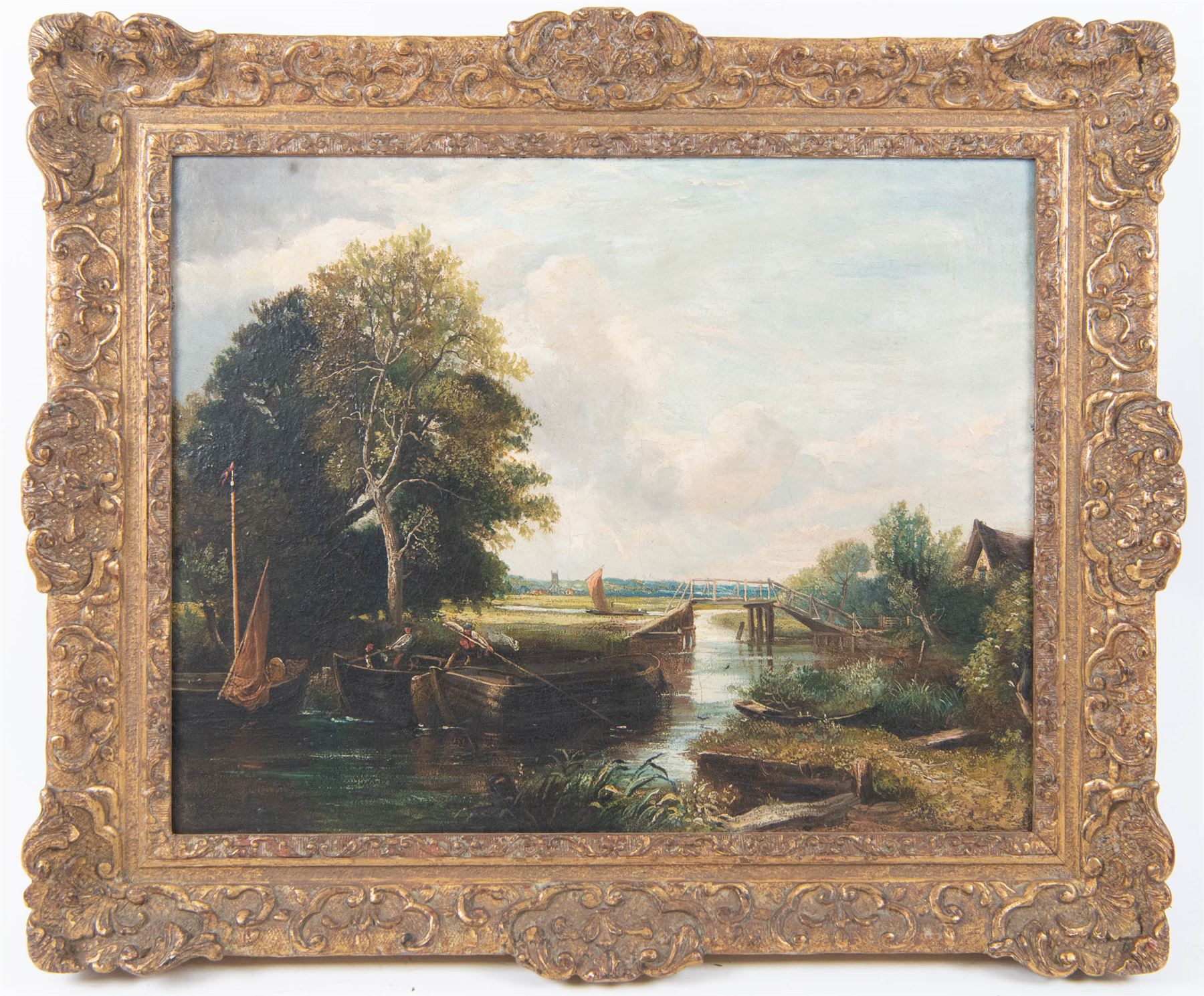 Joseph Paul (British 1804-1887) after John Constable (British 1776-1837): 'View on the Stour near Dedham', early 19th century oil on canvas c.1840 unsigned, labels verso 42cm x 53cm 
Provenance: with The City Gallery, London