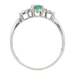 9ct white gold oval emerald and diamond ring