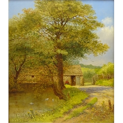  'Low Hall Ilkley' and 'The Old Mill Dam Ilkley', pair oils on canvas signed and dated 1877/8 by Edward C Booth (British 1821-c1893)  34cm x 29cm (2)  