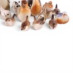 Collection of USSR Lomonosov bird figures, including penguin, quail, duck, wren etc  