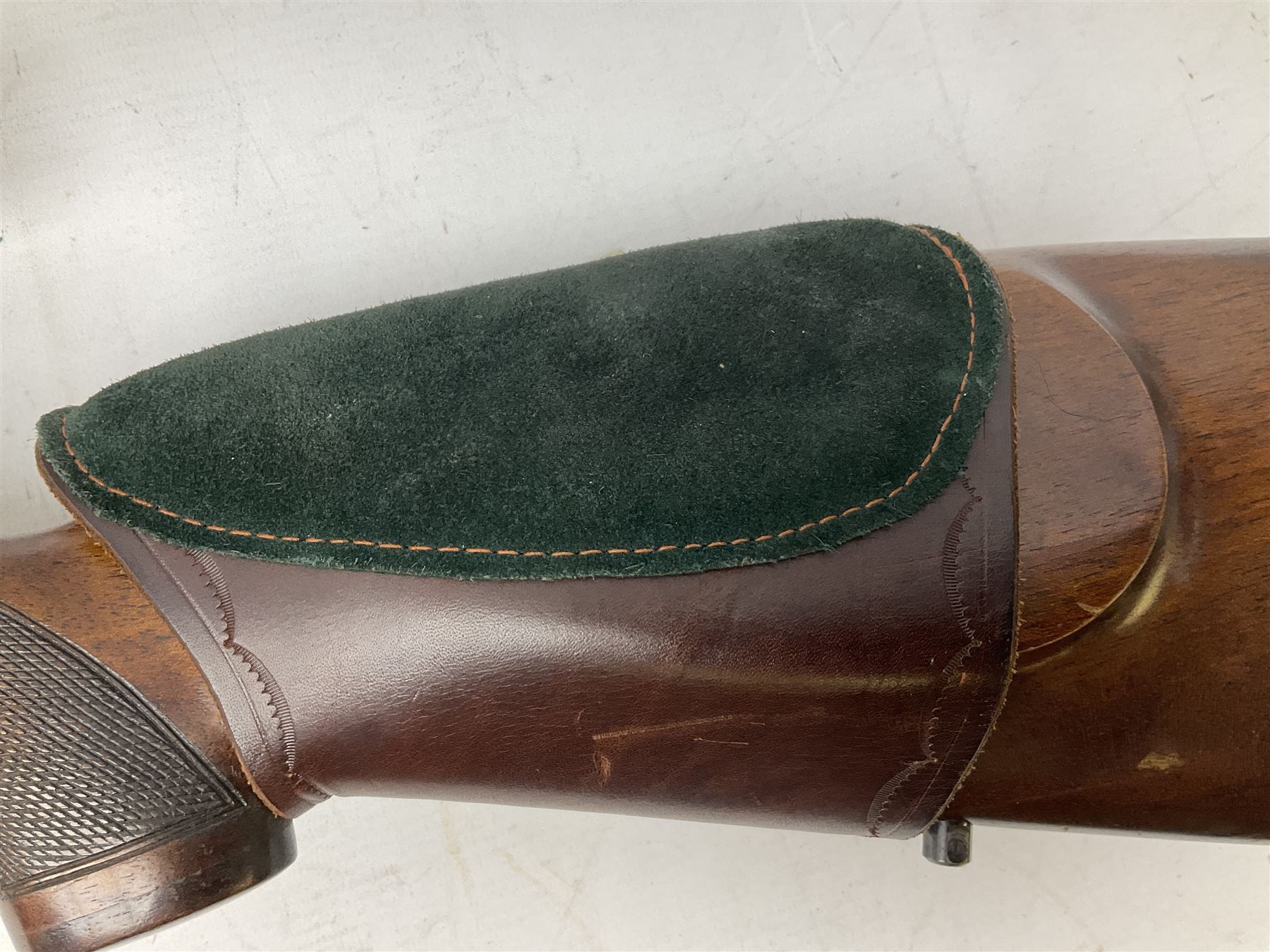 30-06 Steyr-Mannlicher Model M bolt-action rifle, the 61cm hammer forged barrel with side safety, double set trigger and lift-out rotary magazine, walnut stock with chequered pistol grip and fore-end and additional soft leather cheek piece, Pecar Berlin Champion 8 x 45 telescopic sight with quick release mounts, serial no.204791 L111cm FIREARMS CERTIFICATE REQUIRED OR RFD